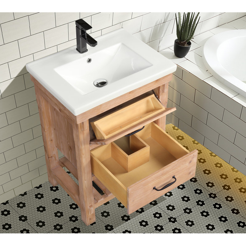 Three Posts™ Kordell 24'' Single Bathroom Vanity with Ceramic Top